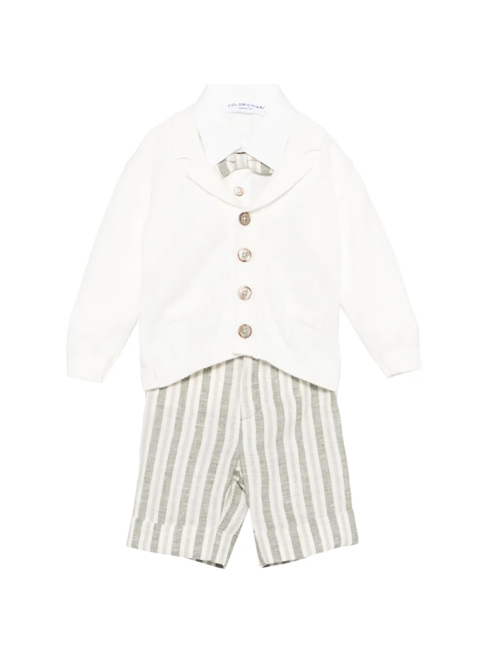 Colorichiari striped-pattern dungarees set (set of three) - Bianco