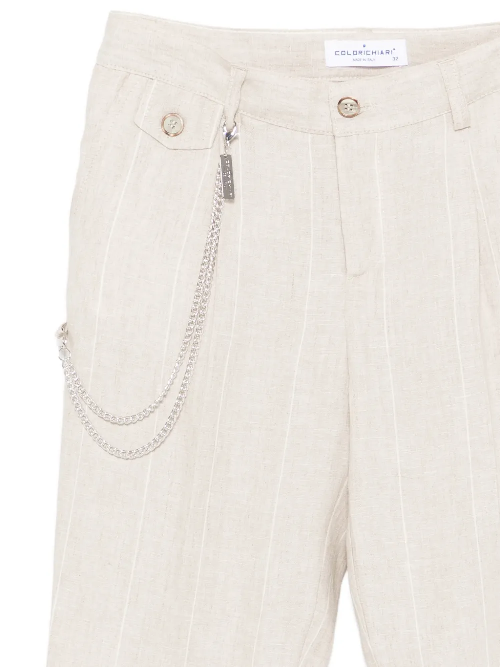 Colorichiari Vijfdelig pak met krijtstreep en afneembare ketting Beige