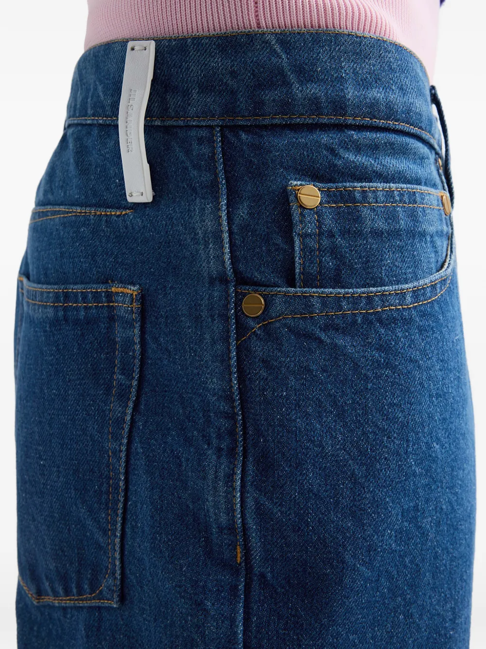 Jil Sander Jeans met logopatch Blauw