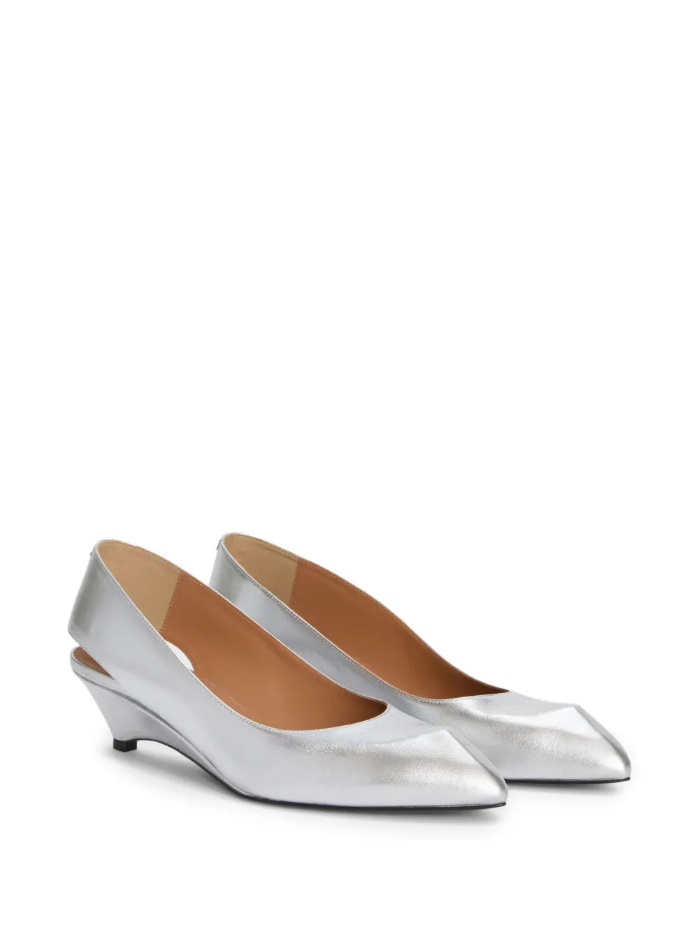 Jil Sander Gelamineerde leren slingback pumps Zilver