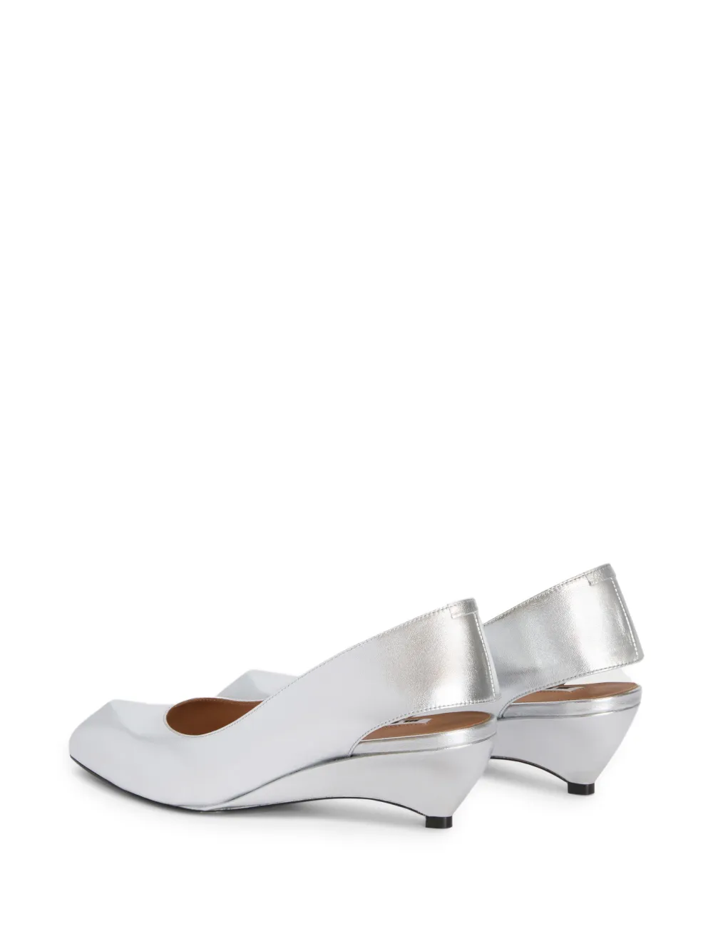 Jil Sander Gelamineerde leren slingback pumps Zilver