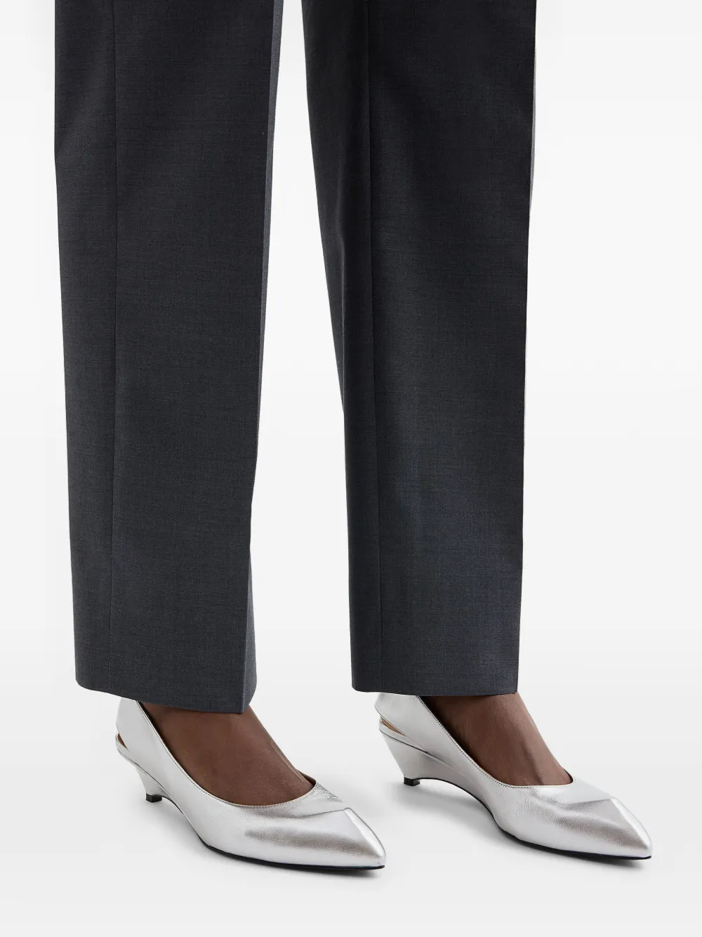 Jil Sander Gelamineerde leren slingback pumps Zilver