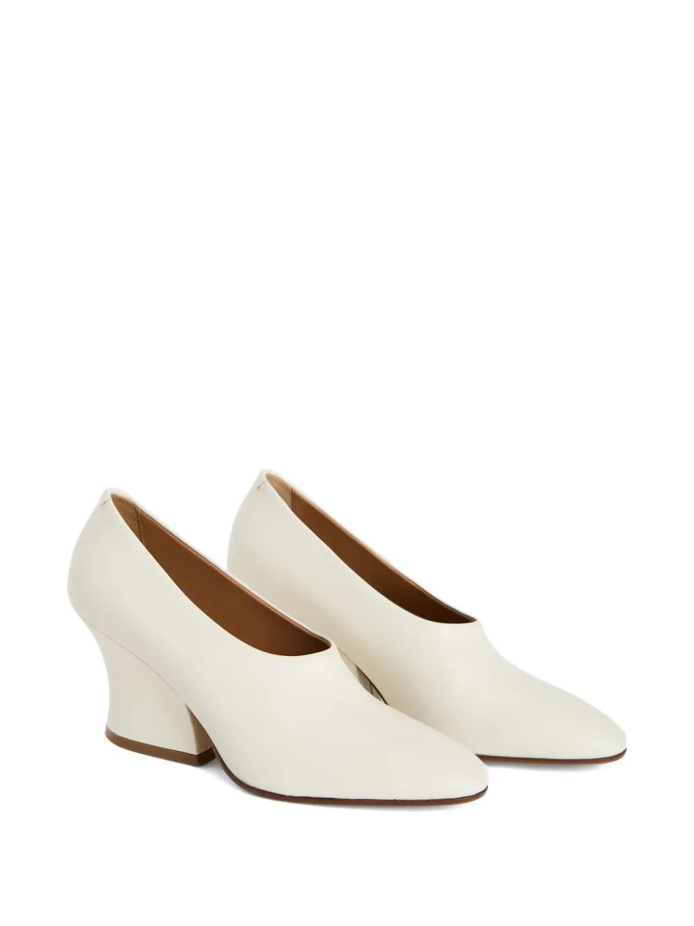Jil Sander Pumps met blokhak en ronde neus Wit
