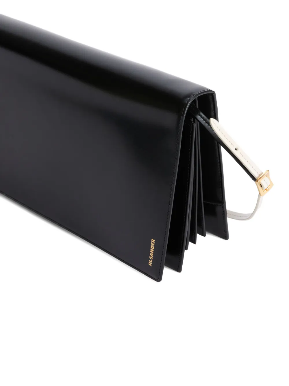  Jil Sander Medium File Leather Shoulder Bag - Black 
