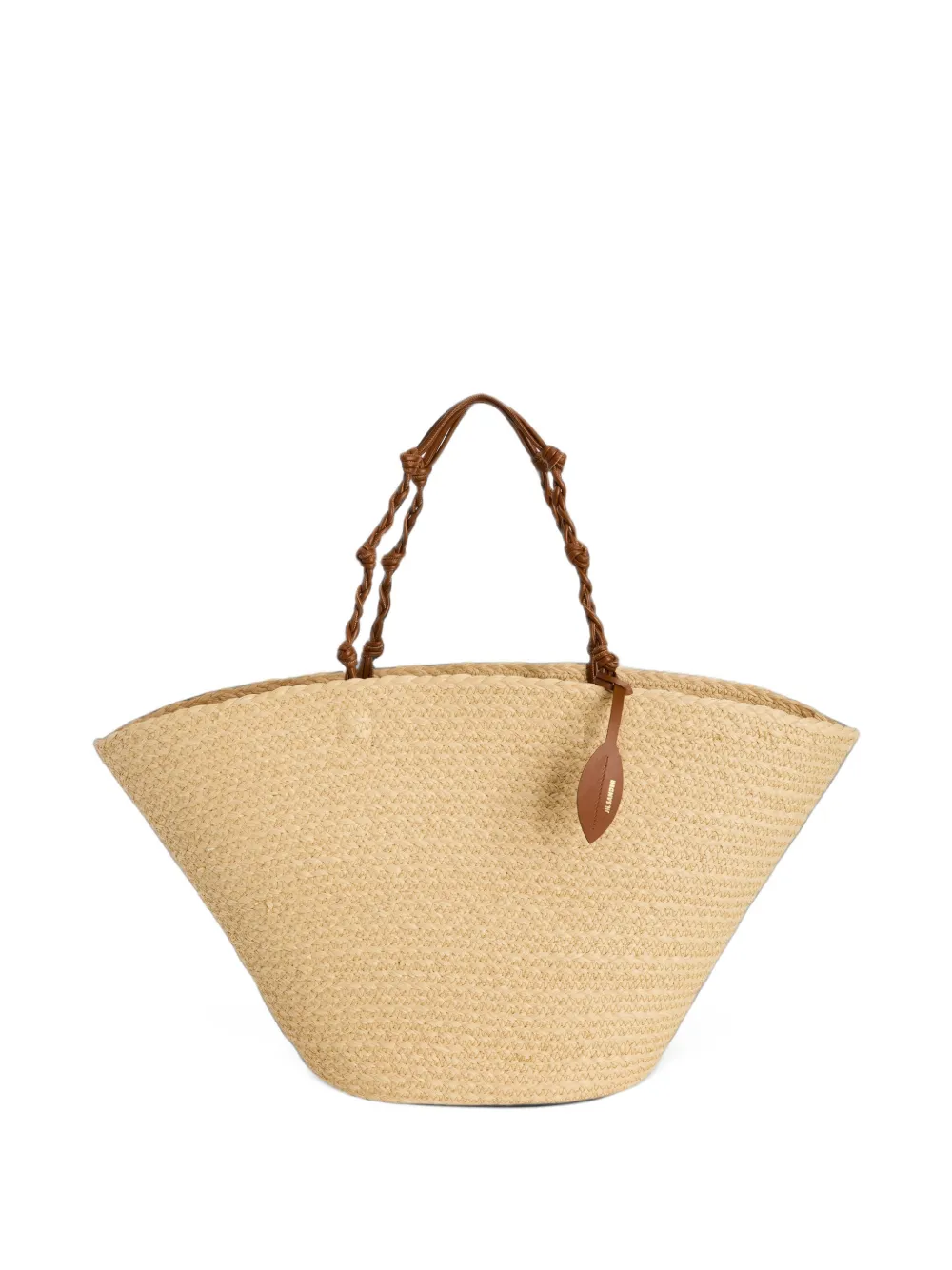 Jil Sander Grote Tangle geweven shopper Beige