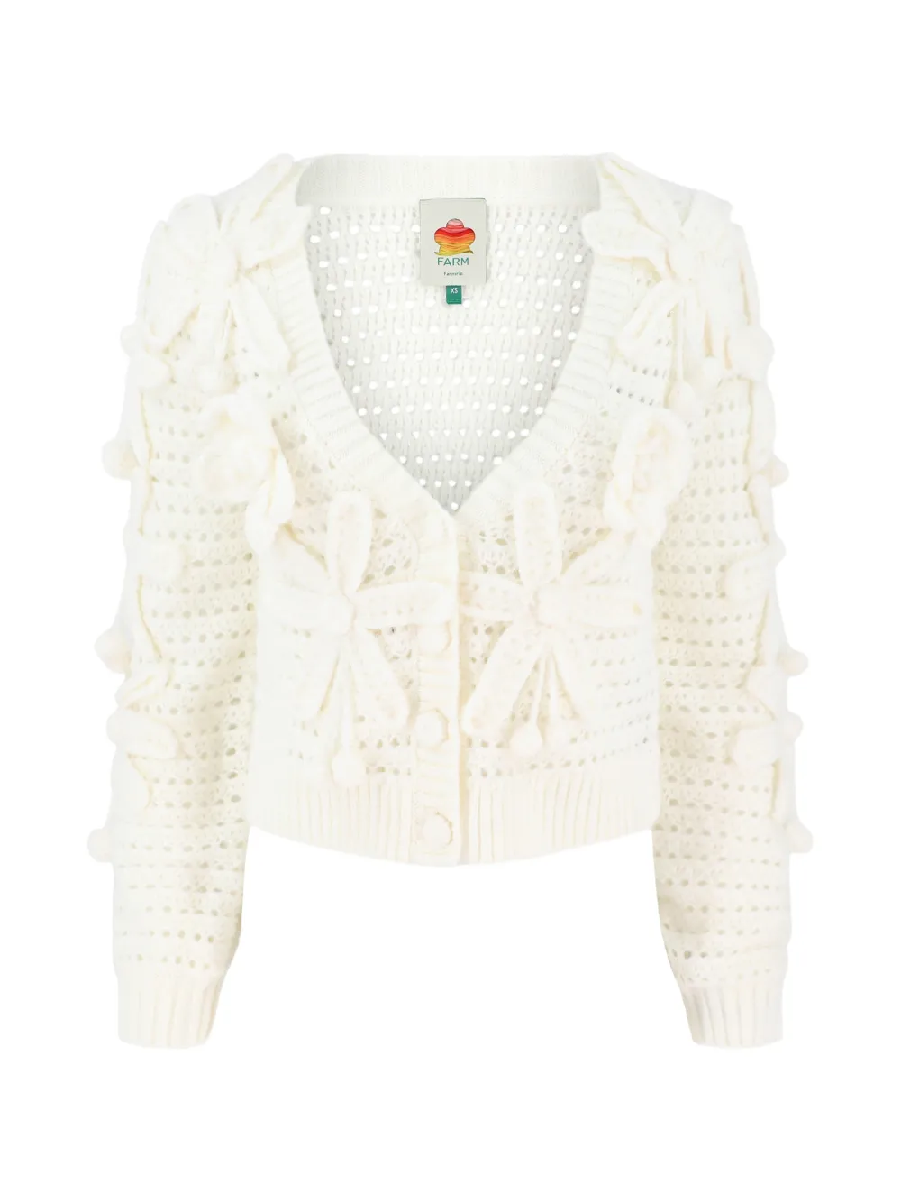 FARM Rio floral-appliqué cardigan - Bianco