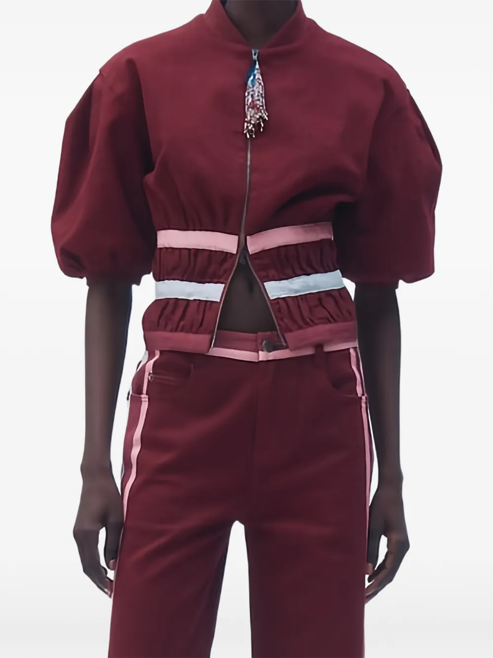 Hellessy Zora puffed-sleeve zip-up jacket - Rosso