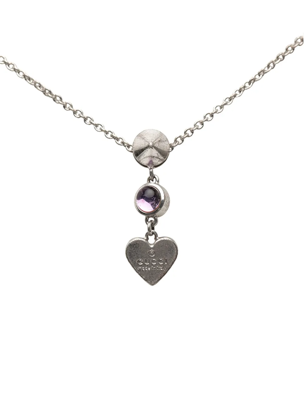 Gucci Pre-Owned 2000-2015 Sterling Silver Bejeweled Heart Pendant necklace - Argento