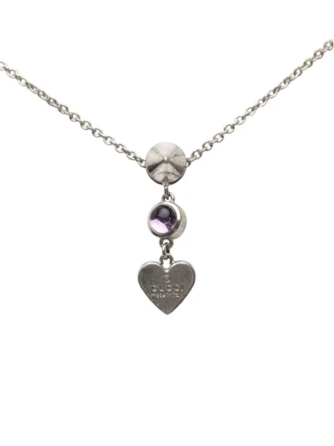 Gucci Pre-Owned 2000-2015 Sterling Silver Bejeweled Heart Pendant necklace