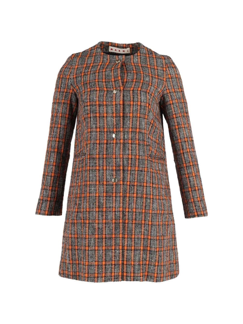 Marni Pre-Owned plaid-pattern collarless coat - Grigio