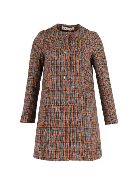 Marni Pre-Owned plaid-pattern collarless coat