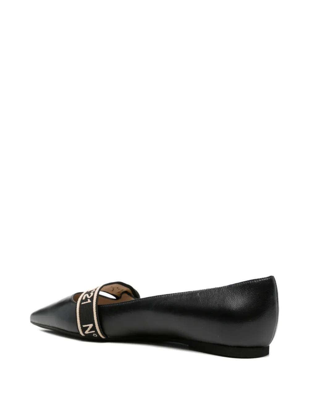 Nº21 pointed strap flat pumps Zwart