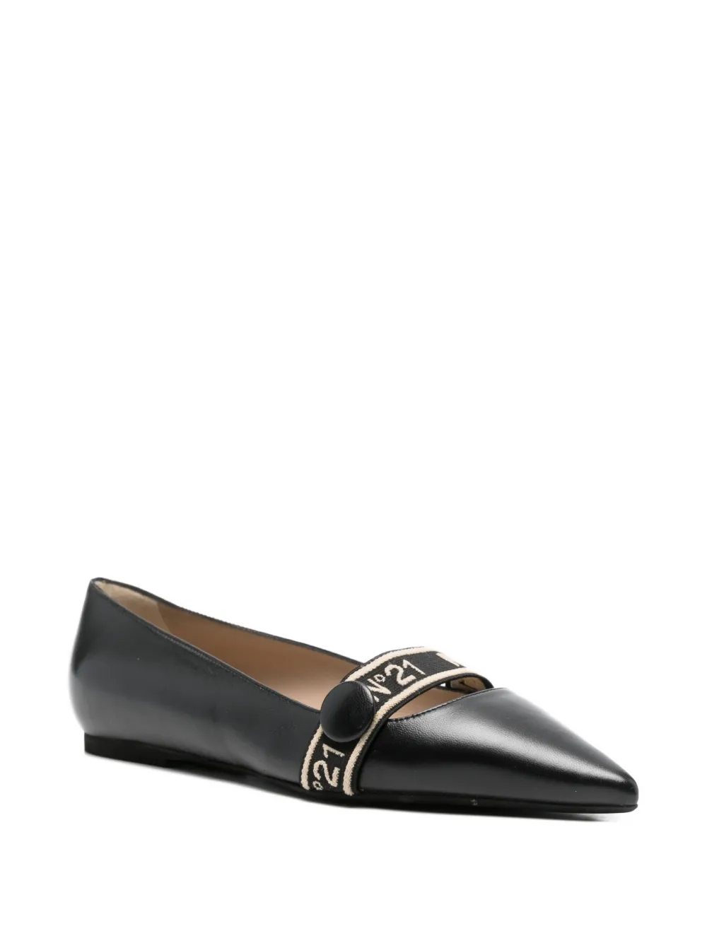 Nº21 pointed strap flat pumps Zwart
