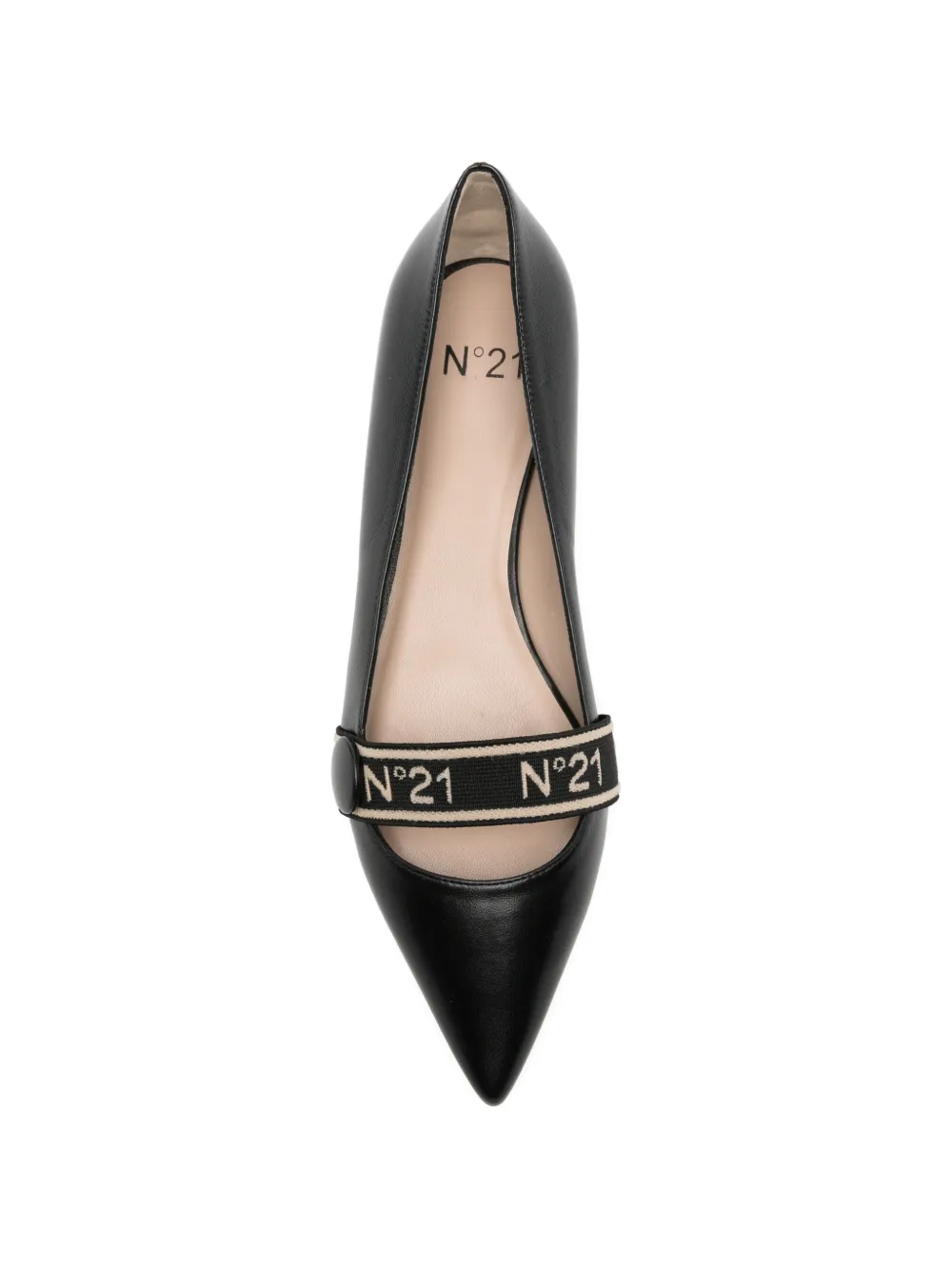 Nº21 pointed strap flat pumps Zwart