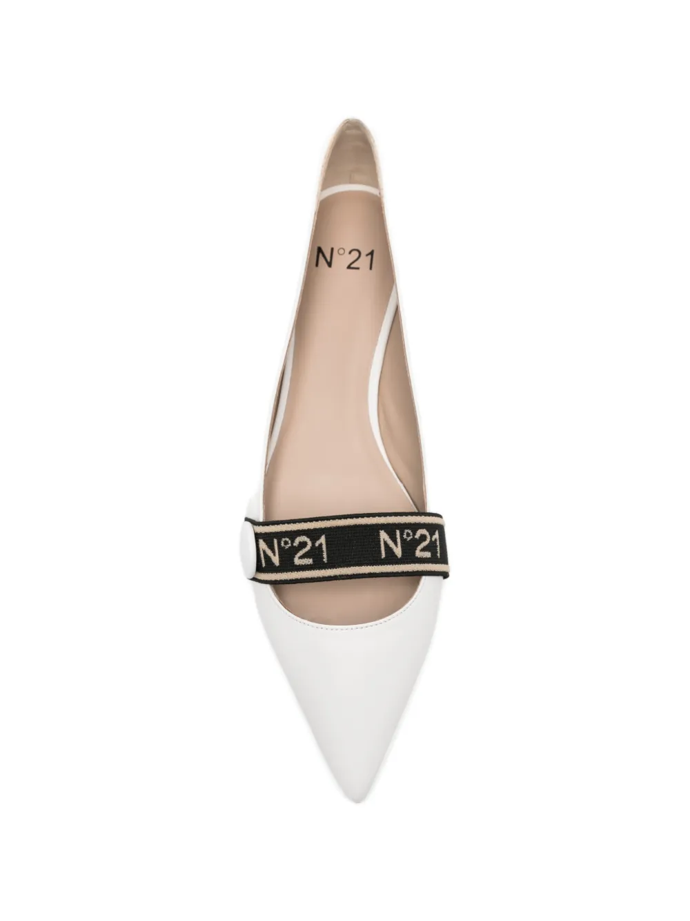Nº21 pointed-toe strap flat pumps Wit