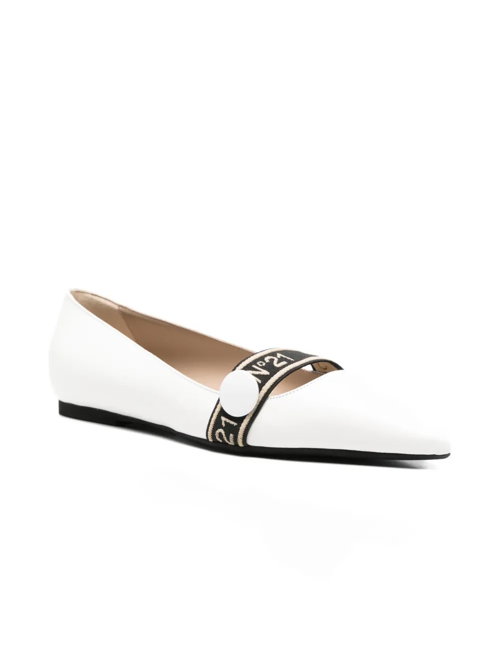 Nº21 pointed-toe strap flat pumps Wit