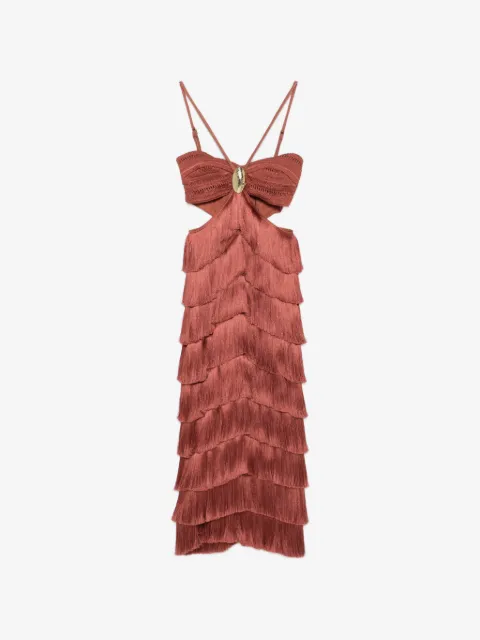 PatBO x Camila Coelho Amethyst fringed midi dress