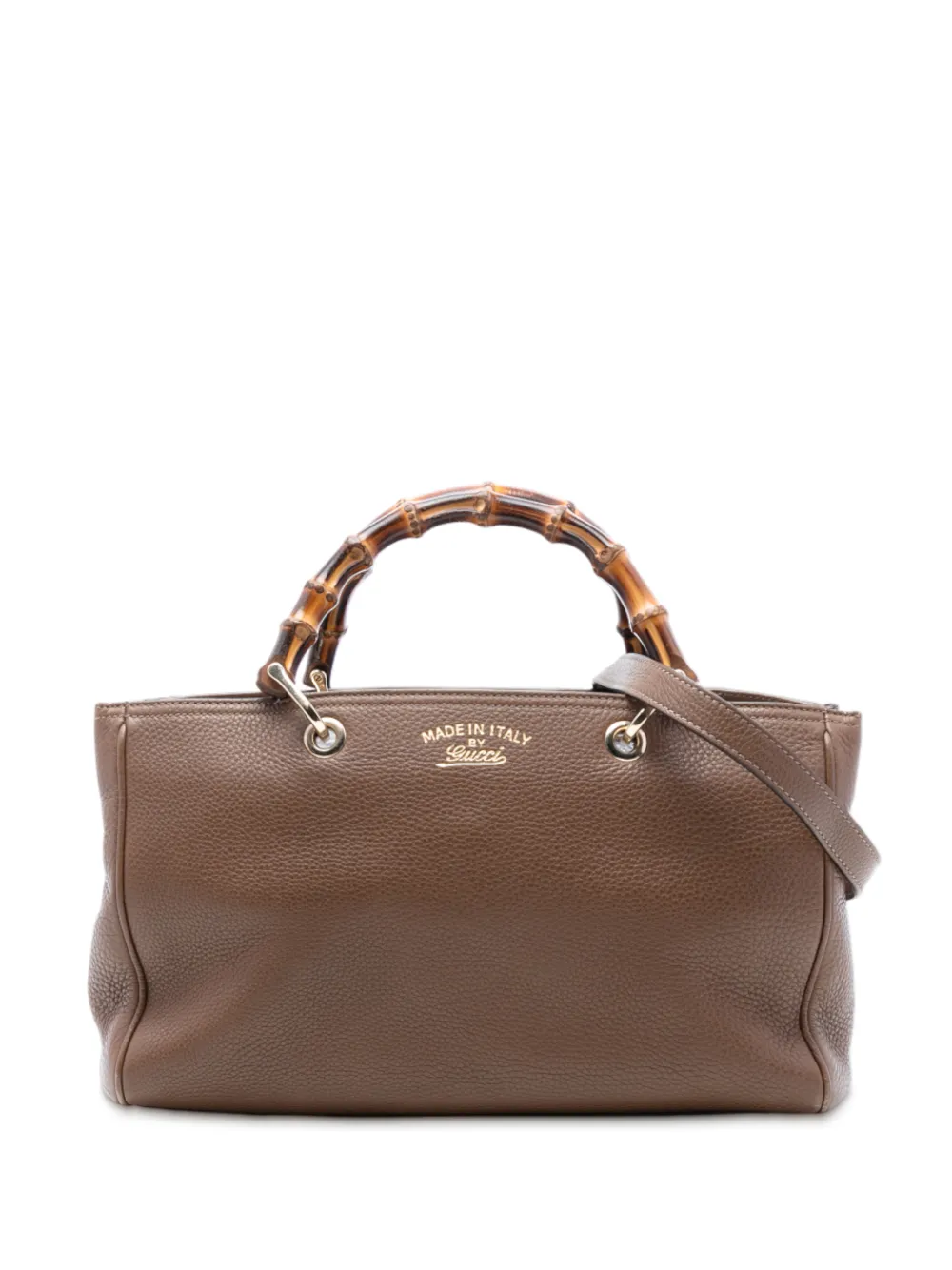 Gucci Pre-Owned 2016-2025 Medium Calfskin Bamboo Shopper satchel - Marrone
