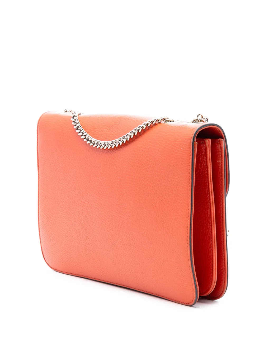  Gucci Pre-owned Sac à Bandoulière Médium En Cuir De Veau Dollar à Plaque Interlocking G (2016-2025) - Orange 