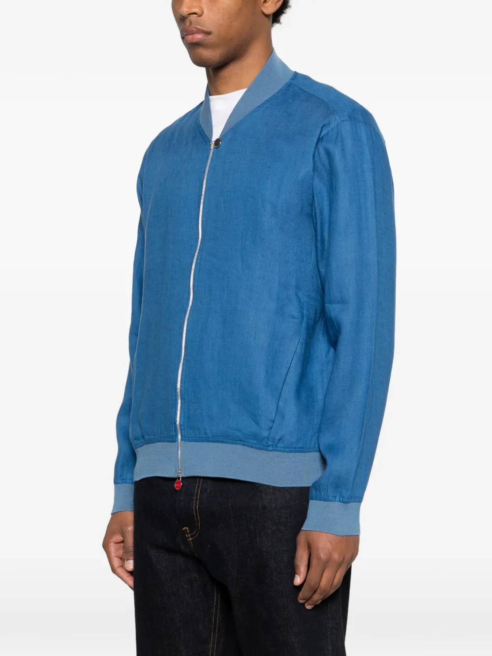  Kiton Linen Bomber Jacket - Blue 