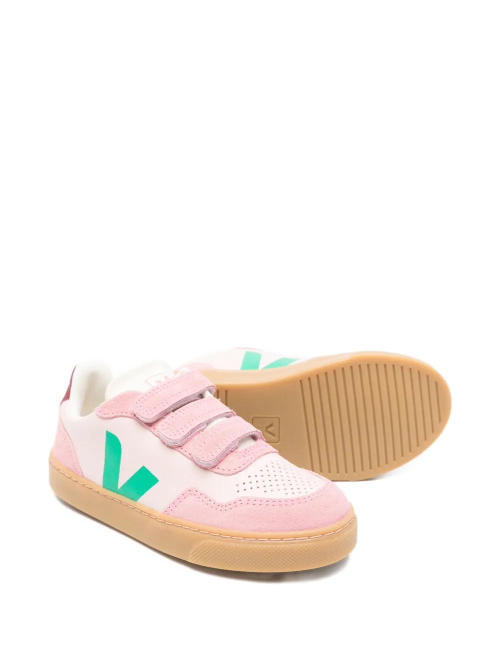 VEJA Kids V-10 leren sneakers met klittenband Roze