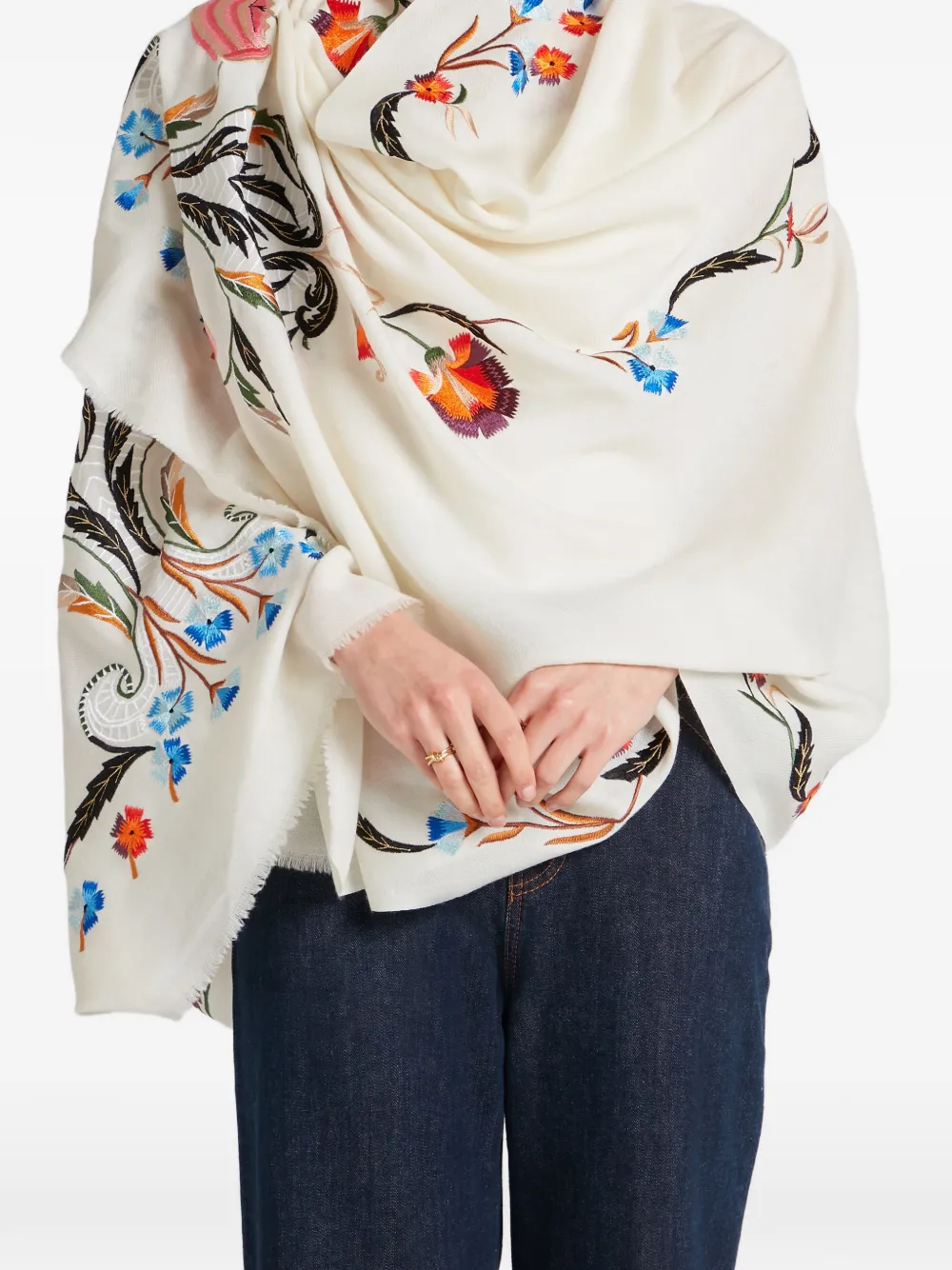  Temperley London Embroidered Scarf - Neutrals 