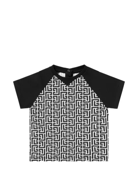 Balmain Kids playera con monograma estampado