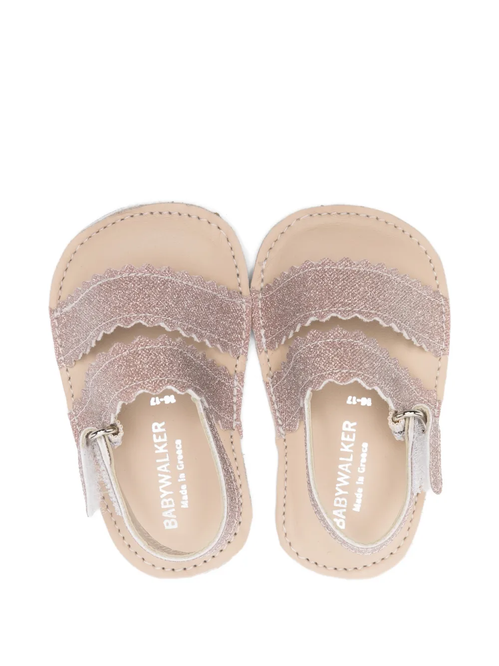 BabyWalker scalloped-strap glitter sandals Roze