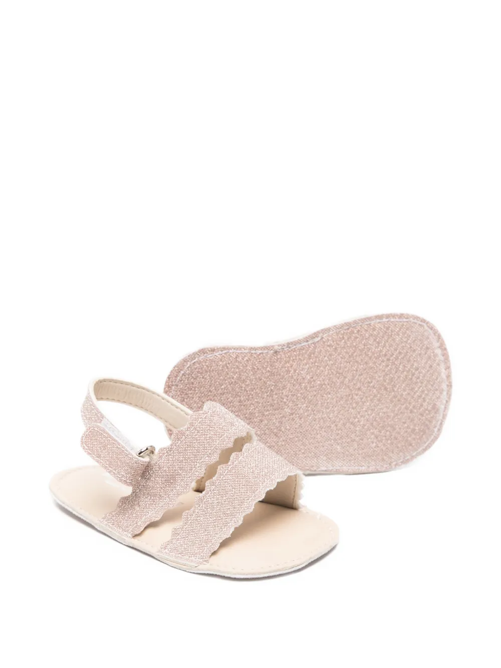 BabyWalker scalloped-strap glitter sandals Roze
