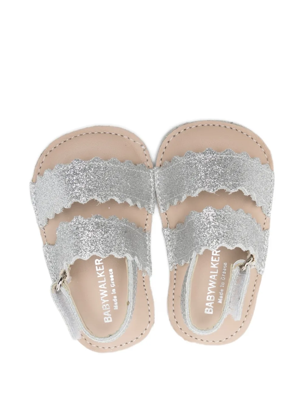 BabyWalker scalloped-trim strap sandals Zilver