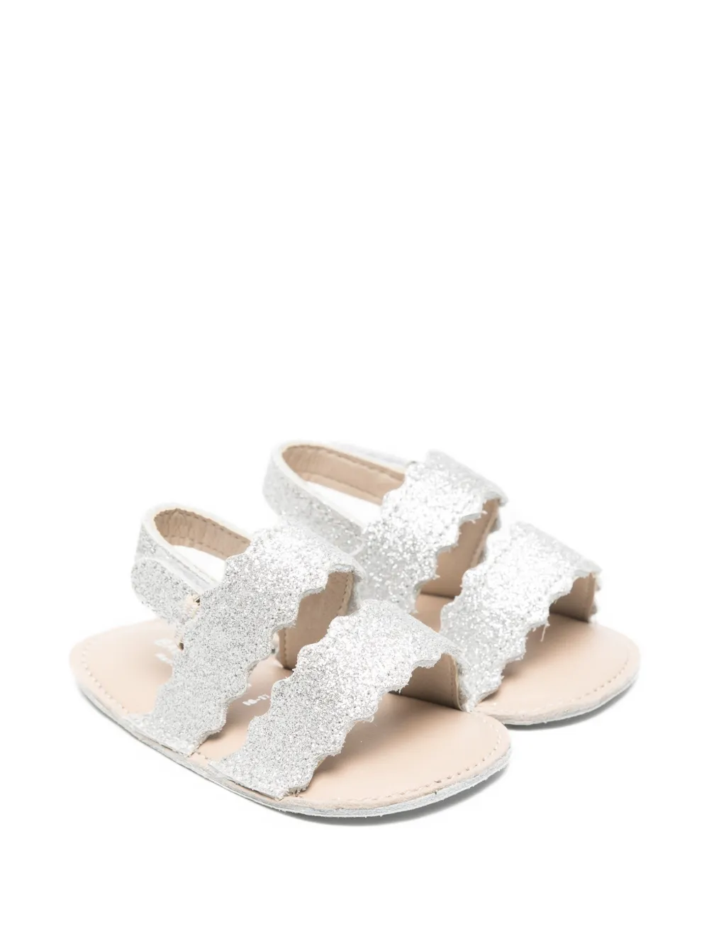 BabyWalker scalloped-trim strap sandals Zilver
