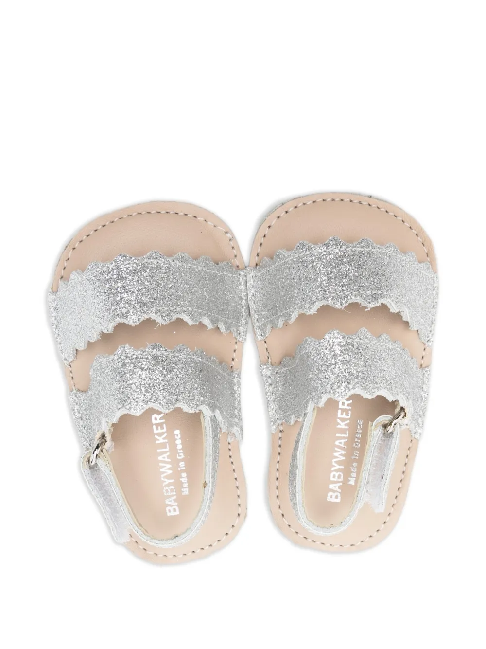 Scalloped-Trim Strap Sandals