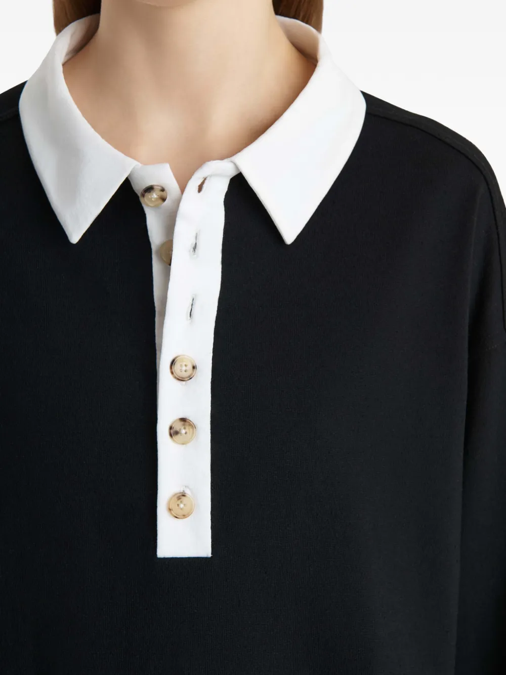 KHAITE Faithful button-up polotop Zwart
