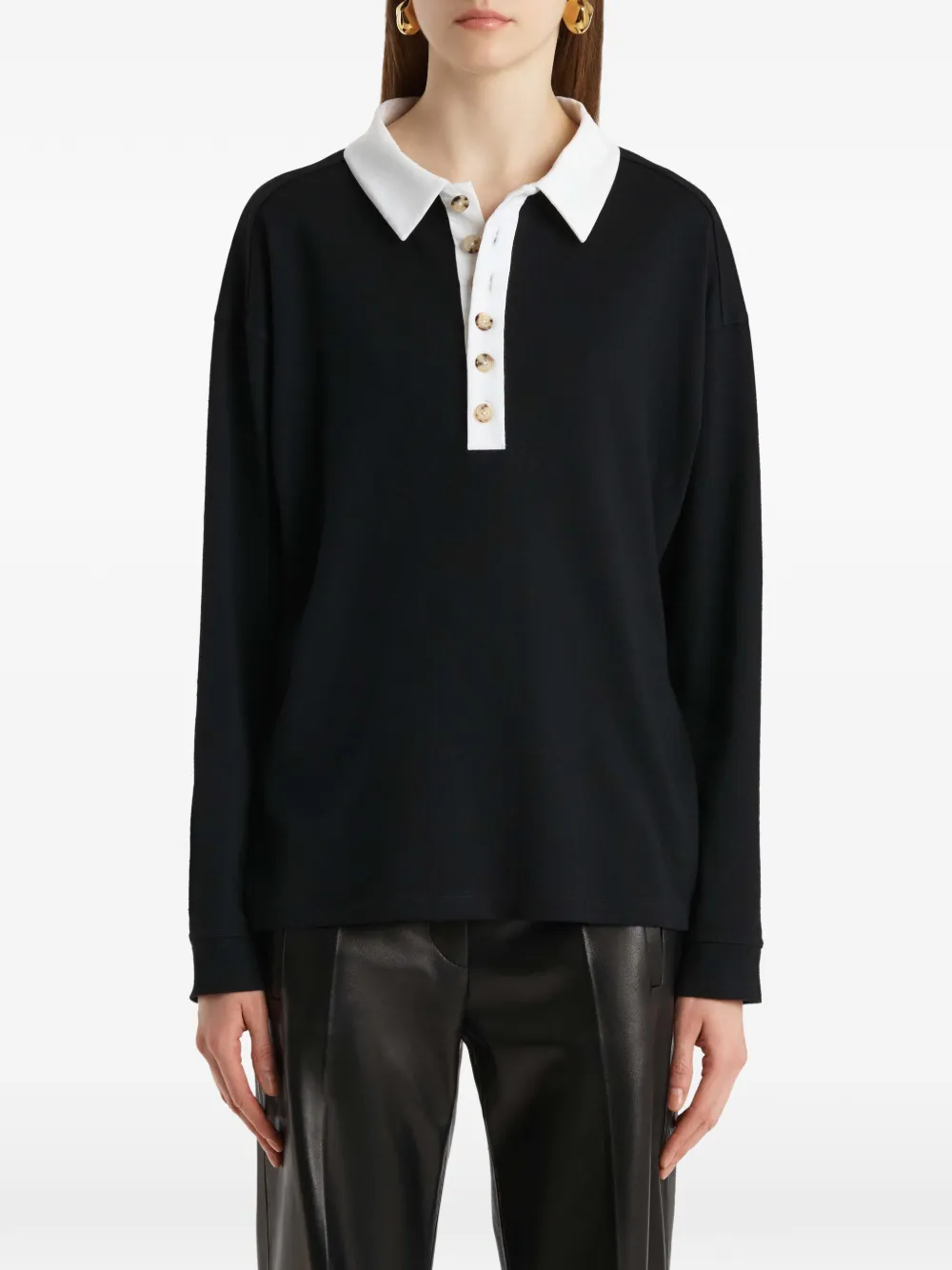 KHAITE Faithful button-up polotop Zwart