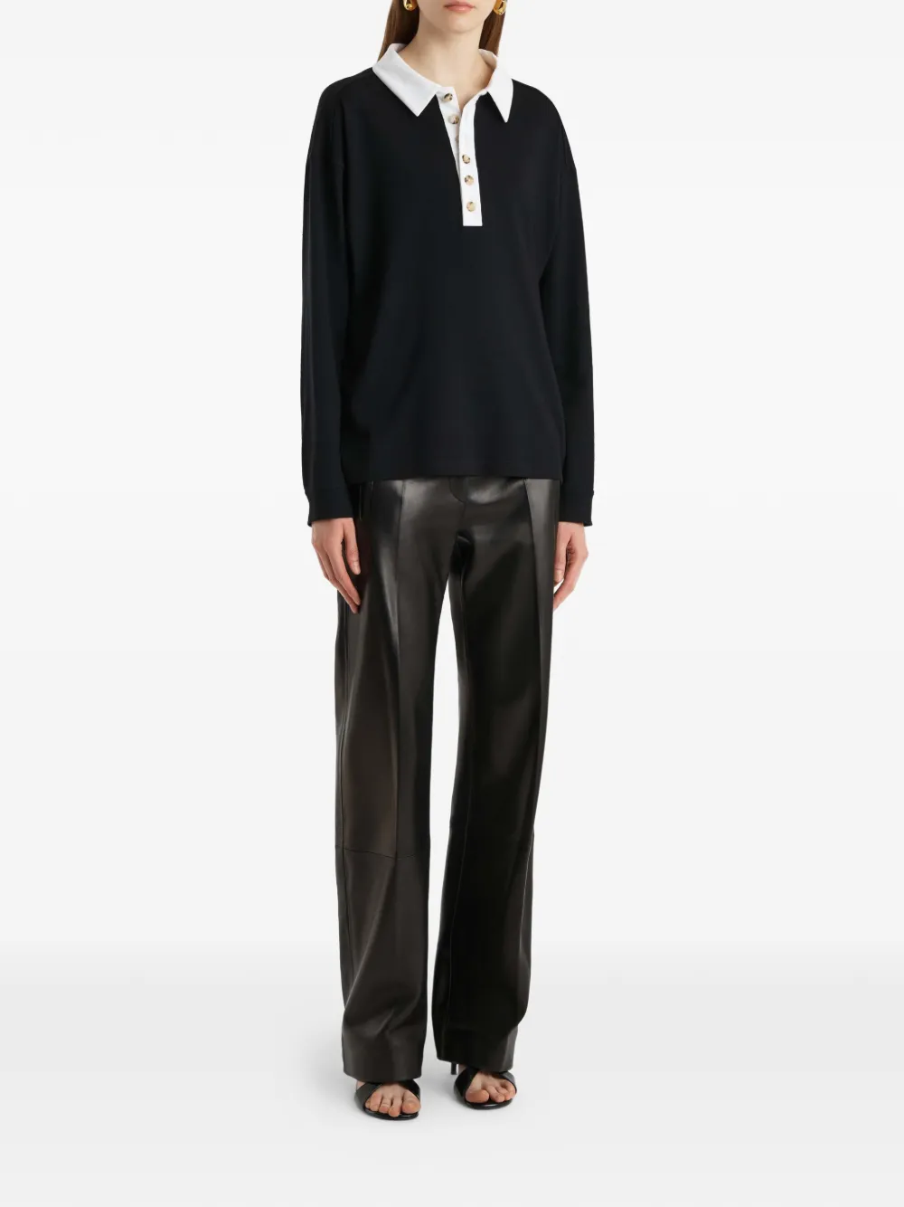 KHAITE Faithful button-up polotop Zwart