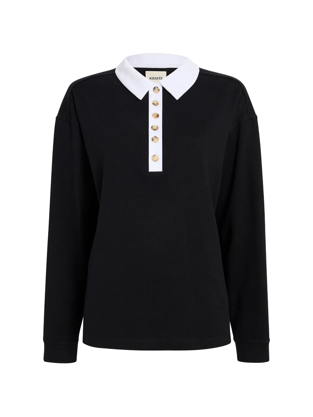 KHAITE Faithful button-up polo top - Nero