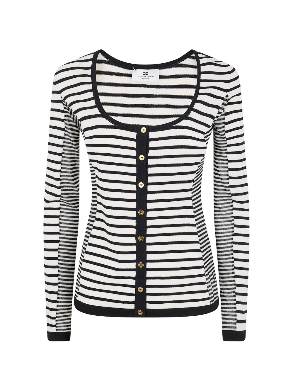 Elisabetta Franchi button striped cardigan - White