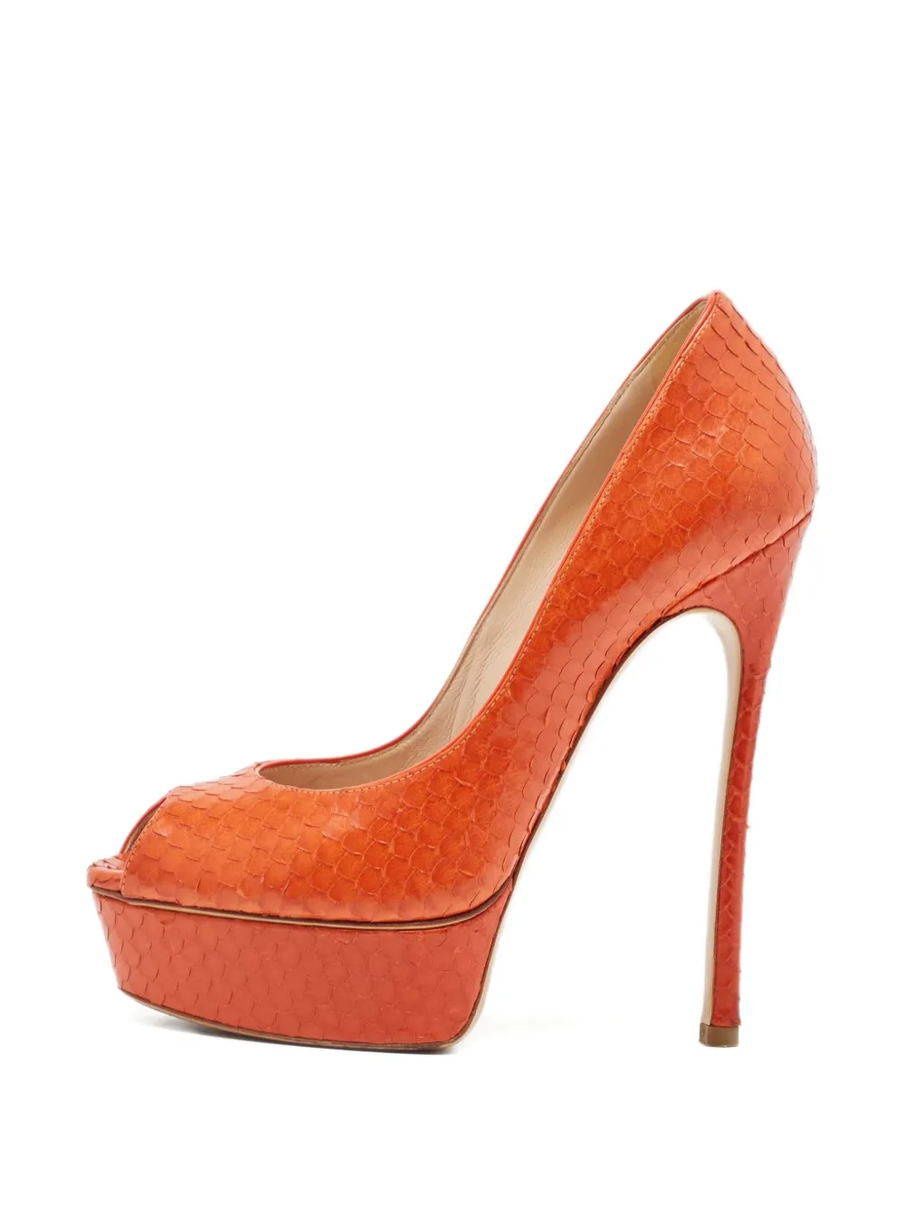 Casadei python leather pumps - Arancione
