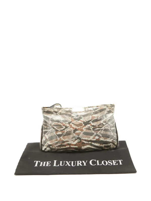 【JIMMY CHOO】ジミーチュウ パイソンクラッチバッグ Jimmy Choo Pre-Owned パイソンプリント レザークラッチバッグ