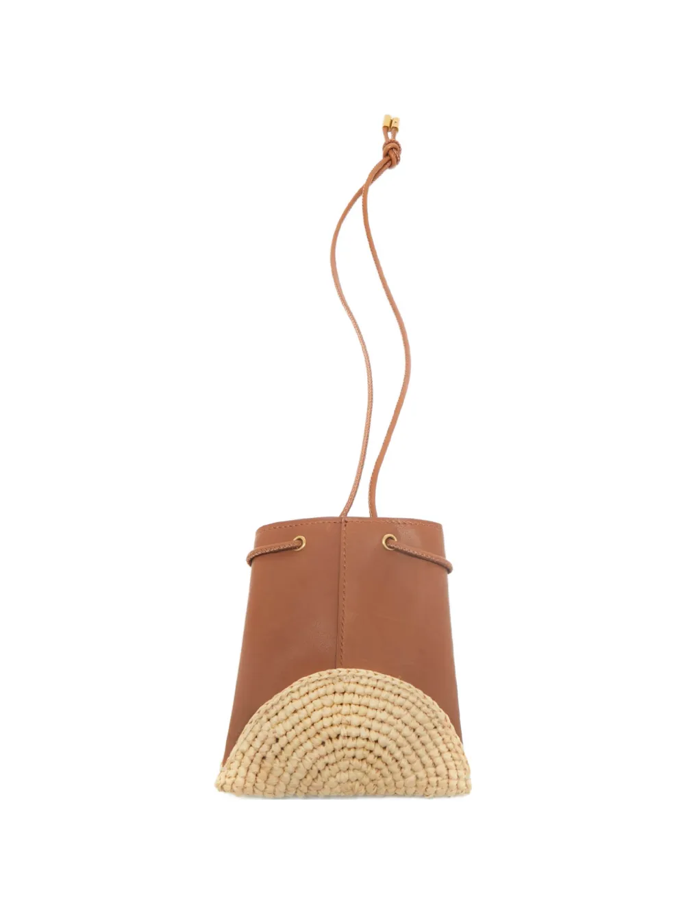 Saint Laurent Pre-Owned mini Cassandre raffia-panel clutch bag - Marrone