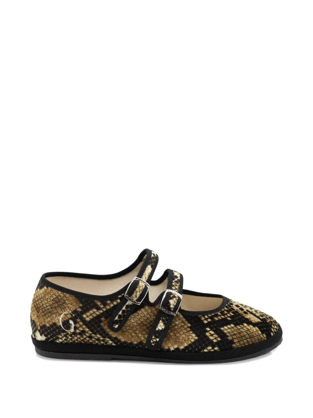 Gondolina Snake-print Mary Jane Ballet Flats In Brown