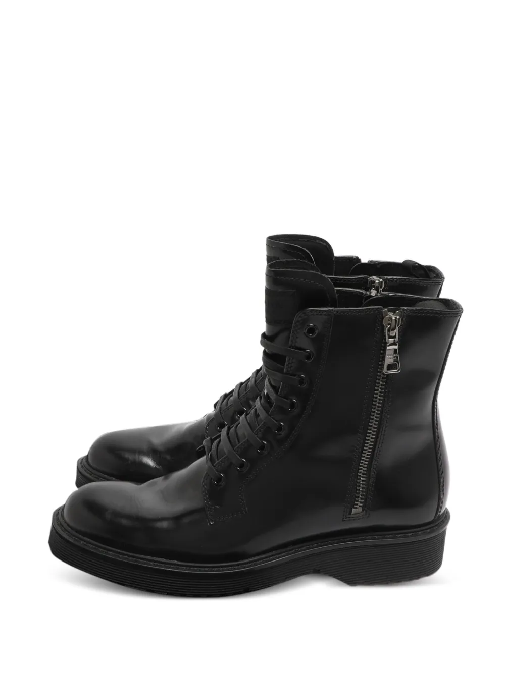 Prada Pre-Owned leather combat boots - Schwarz