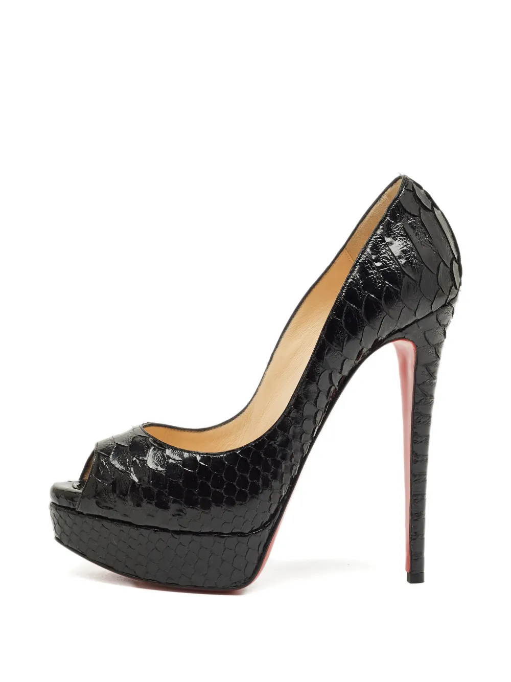 Christian Louboutin Pre-Owned Lady python peep-toe pumps - Nero
