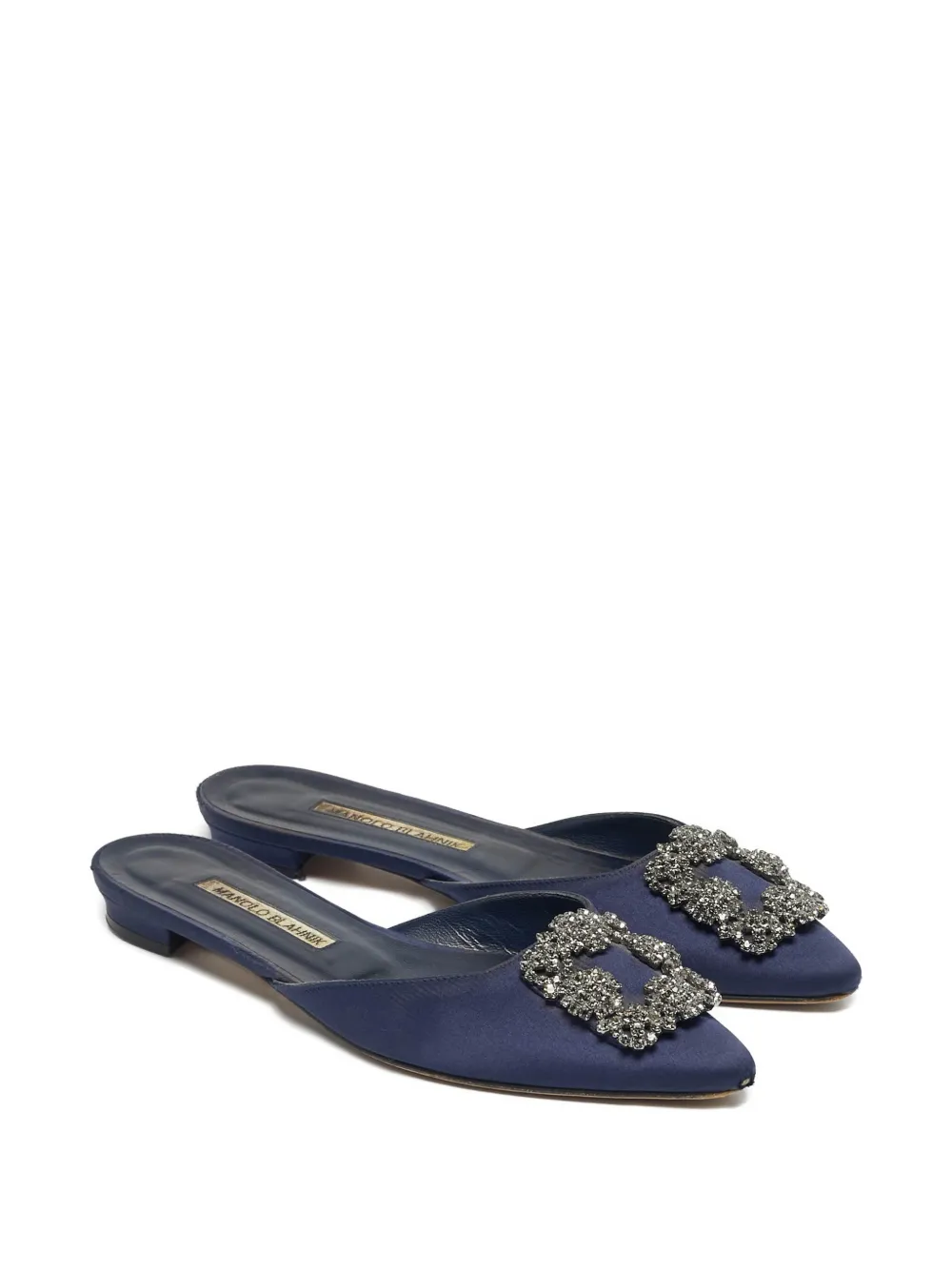 Manolo Blahnik Hangisi crystal satin mules - Blu
