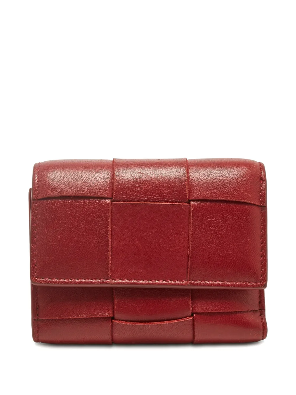 Bottega Veneta Pre-Owned Intrecciato leather woven wallet - Rosso