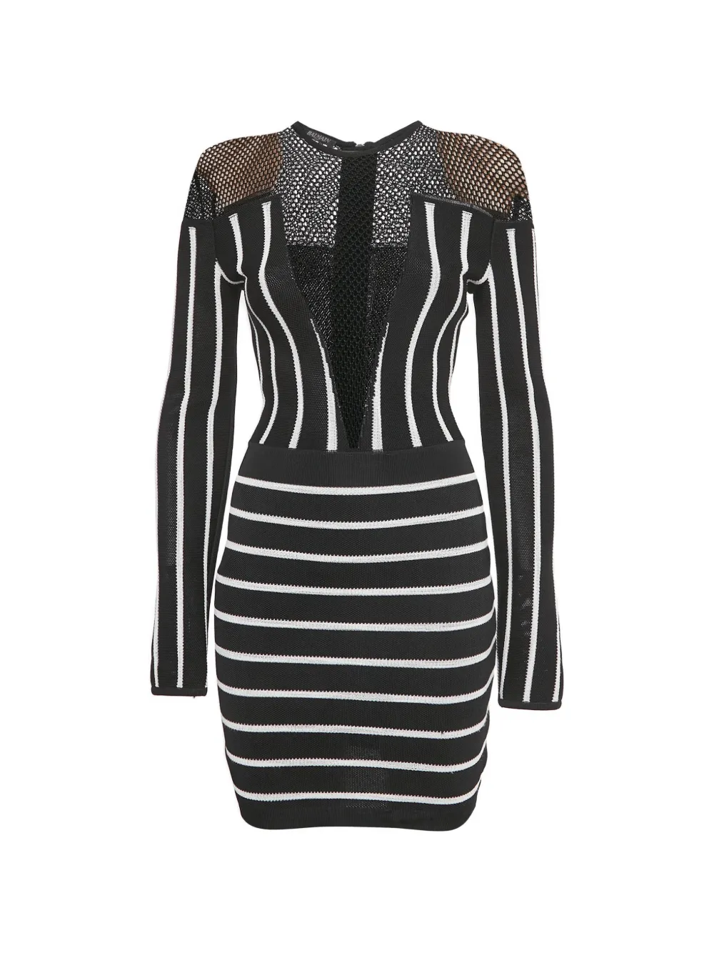 Balmain Pre-Owned striped mini dress - Nero
