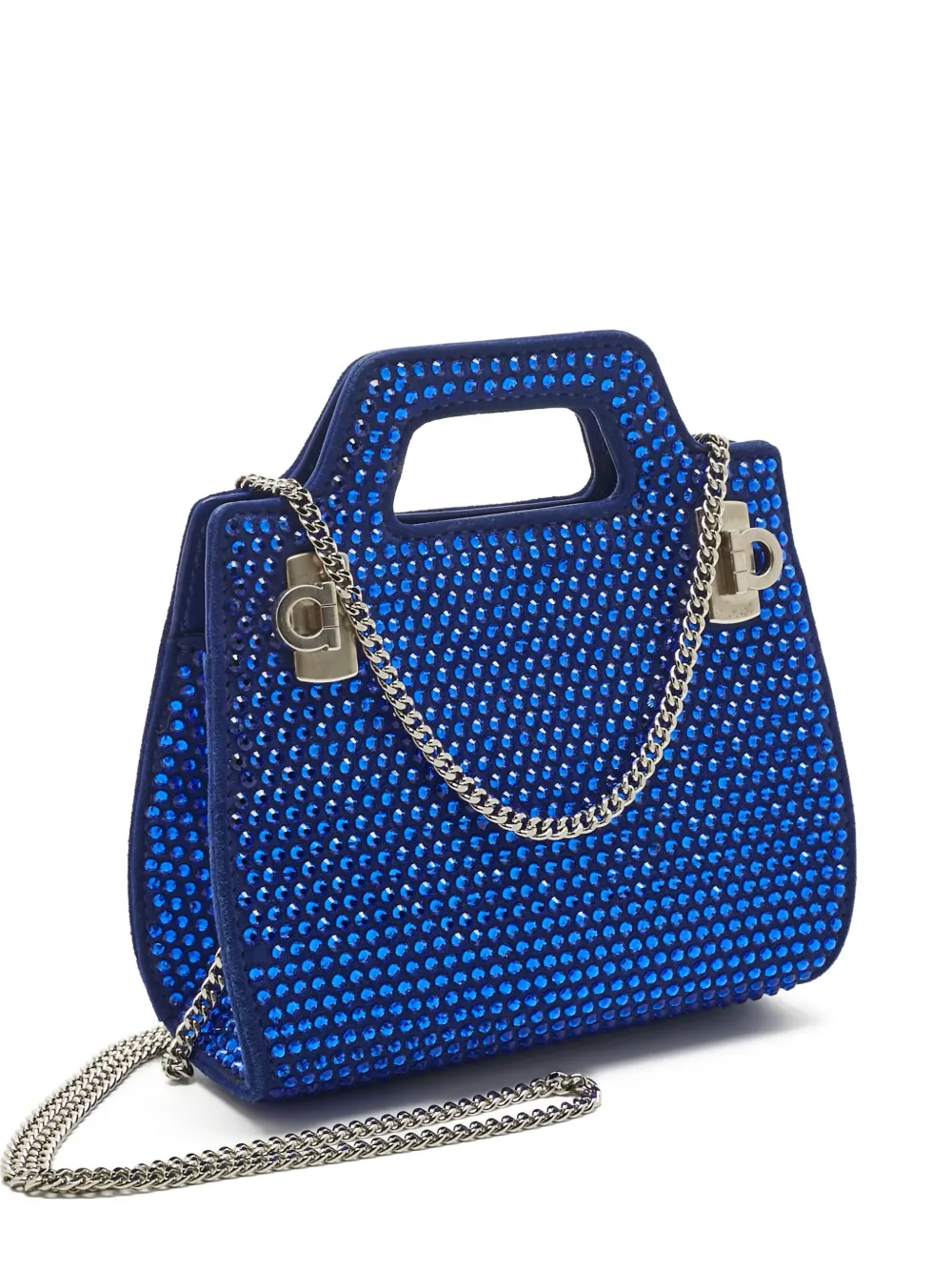 Ferragamo Pre-Owned Wanda crystal suede mini bag - Blu
