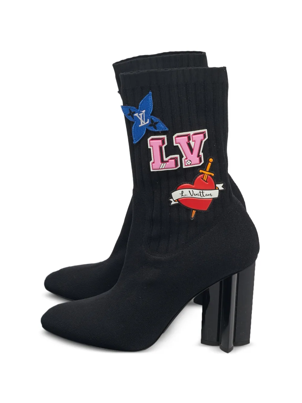 Louis Vuitton Pre-Owned Heart motif knit boots - Nero