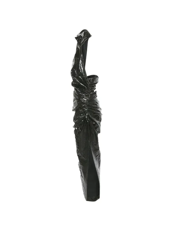 crocodile midi dress Asymmetric croc-effect midi dress in black - Alaia