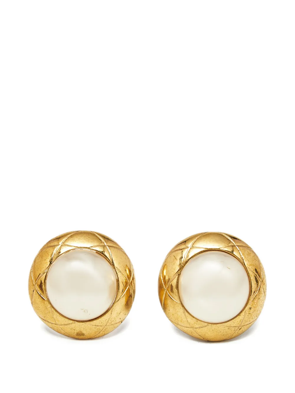 CHANEL Pre-Owned quilted faux pearl earrings - Oro